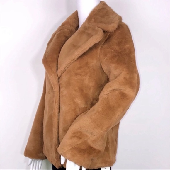 Avec Les Filles Honey Faux Fur Single-Button Jacket SzXS Oversized Notch Lapel - Picture 3 of 16